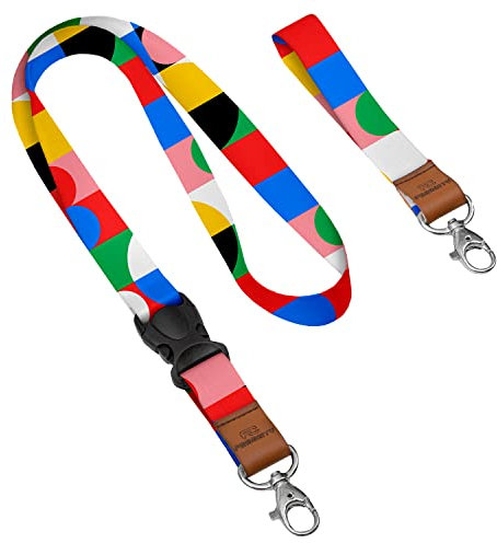Personalisierter Schlüsselband mit Karabiner mit Ihrem Wunschtext/Grafik 2x Lanyard mit Ihrem eigener Schrift Schlüsselband mit Druck nach Wunsch Geometry [098]