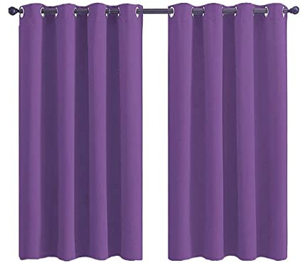 Aotiwe Blickdichte Vorhänge mit Ösen, Gardinen Küche Lila Einfarbig Polyester 2 Stücke 132X213cm