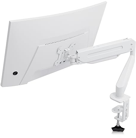 Suptek Single Monitor Arm Gas Spring, Monitor Arm Desk Mount for 17-27 Monitors up to 6kg, Tool Free Height Adjustable Screen Arm with Tilt Swivel Rotation, VESA 75/100mm, C-clamp/Grommet Options