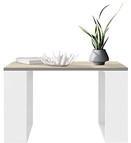 ML-Design Couchtisch 65x65x40 cm, Eicheoptik-Weiß, Kufenbeine, Quadratischer Wohnzimmertisch, Beistelltisch ideal für Wohnzimmer und Büro, Kaffeetisch im modernen Stil, Sofatisch für Tee und Kaffee