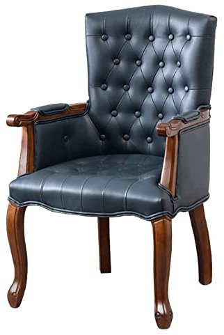 LIOONS Robusto Sillas de Comedor Sillas de Comedor de Lujo, Silla de Cocina de Cuero Retro, Silla Lateral de Estilo Americano de Madera Maciza para Oficina, Dormitorio, Silla de Estudio Carga Estable