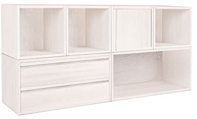 Original Laura Raumteiler und Regal von BioKinder® | Regalwand, formschön, ergonomisch | aus 100% Massivholz, mit bioola natürlich lasiert, Naturweiß