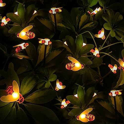LAVAED 2 PCS Solar Garten Lichter im Freien, Solar Biene Licht 10 LEDs angetrieben wasserdichtes schwankendes Landschaftslicht für Weg