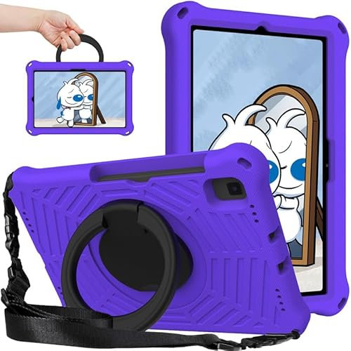 Funda para tablet Galaxy Tab A7 2020 de 10.4 pulgadas, patrón de telaraña, espuma EVA, con soporte de asa de anillo y correa para el hombro para tablet Samsung Galaxy Tab A7 SM-T500/T505, morado