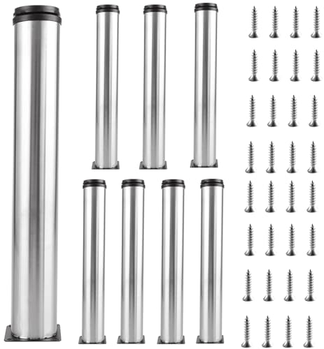AKOLAFE Lot de 8 Pieds de Table Réglables en Hauteur 35 cm en Acier Inoxydable pour Bureau, Canapé, Meubles (0-15 mm)