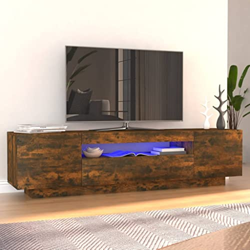 ZQQLVOO Schrank TV-Konsole Unterhaltungszentrum TV-Medienständer TV-Schrank TV-Schrank mit LED-Leuchten Räuchereiche 160x35x40 cm Geeignet für Wohnzimmer Schlafzimmer