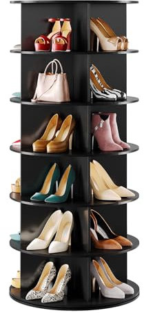 SpaceAid Drehbares Schuhregal mit 6 Ebenen, drehbarer Schuhregal, drehbarer Schuhregal, drehbar, um 360 Grad drehbar, vertikales Handtaschenkarussell, drehbar, Schrankorganisation