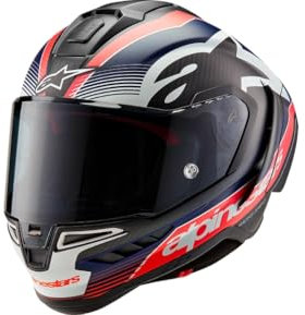 Alpinestars Race Helm Supertech R10 Team Motorradhelm Integralhelm Carbonhelm, BLACK CARBON RED BLUE MATT, XL