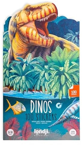 Naklejki wielorazowe Londji Dinozaury - zestaw 100 naklejek + plansza