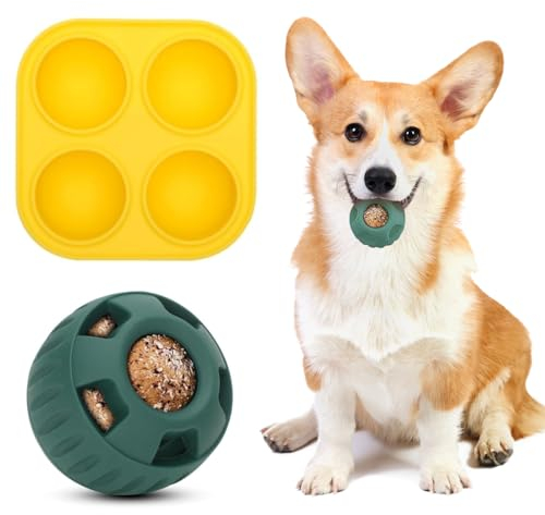 MeYuxg Futterball für Hunde, Snackball Hund, Pädagogische Spielzeugbälle Leckerli-Spender, Hundefutterbälle, Befüllbares Interaktives Hundespielzeug, Sicher für Hunde Interaktive