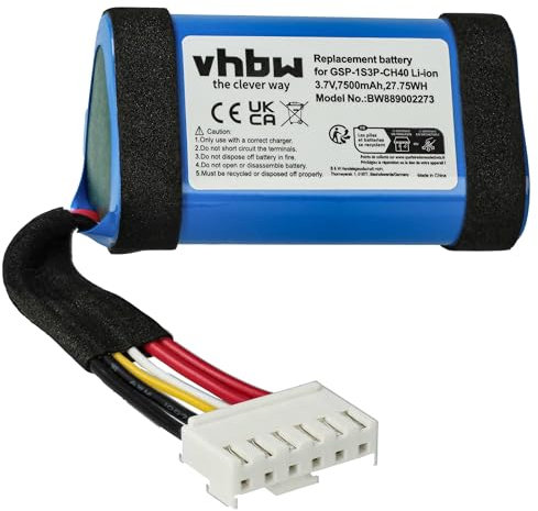 vhbw 1x Akku Ersatz für JBL GSP-1S3P-CH4A, 1AA011NA, GSP-1S3P-CH40 für Lautsprecher Boxen Speaker (7500 mAh, 3,7 V, Li-Ion)