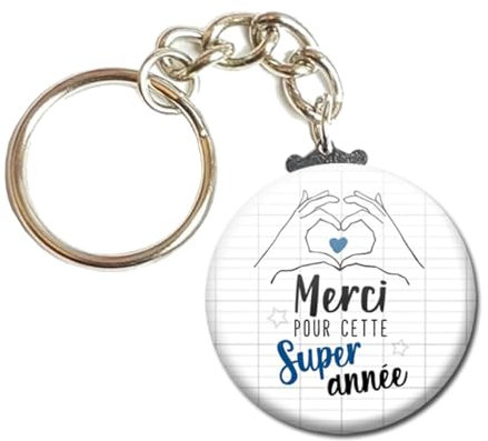 Merci pour cette Super Année Porte Clés Chaînette 3,8 centimètres Idée Cadeau Accessoire Fête Remerciement Anniversaire fin d'année école enfant
