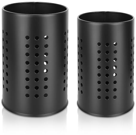Pot Ustensiles de Cuisine Anti-rouille - Égouttoir à Couverts Vertical, Rangement pour Couteaux et Fourchettes (2 Pièces)