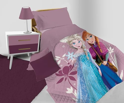 hermet Frozen, Copriletto Trapuntato Letto Singolo Primaverile Per Bambini, Trapunta Primaverile letto singolo, Copriletto Mezza Stagione Tapuntato, 100% Microfibra, Prodotto Ufficiale