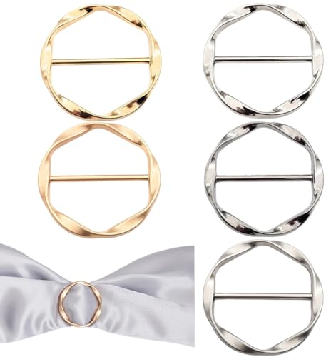 5pcs T-Shirt Clips Anneau Clip pour Femmes Mode Métal Cercle Clip Taille Boucle Cravate Pin Clips T-Shirt Écharpe Boucles Clips Lot de 5 Clips Ronds en Alliage pour Écharpe