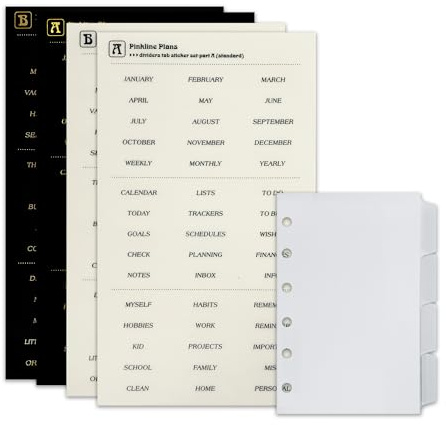 Zelten PP Binder Index Dividers mit 4 Blättern Tab Aufkleber für Personal Organizer Planner Loose Leaf Notebook(PP Frosted 4-Ordner-Registerkarte,A7 / 6 Loch)