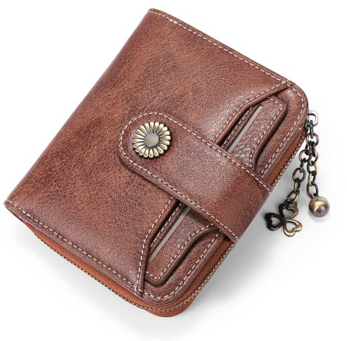SENDEFN Portefeuille Femme Cuir Porte Monnaie Court Sac d'argent Femmes RFID Blocage Portefeuille Femmes Petit Zippé Portefeuille