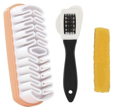 Wildlederbürste 3er Set, Vielseitig Einsetzbare Raulederbürste, Wildlederbürste für Schuhe, mit Wildleder-Radiergummi und Schuhbürste aus Kupferdraht für Pflege von Veloursleder Wildleder