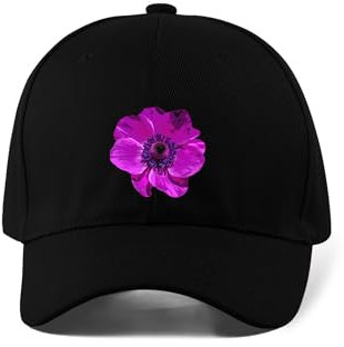 Baseballkappe mit Mohnblumen-Motiv, Baumwolle, Schwarz, Schwarz , Einheitsgröße