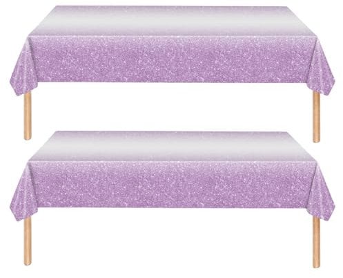 2Pcs 137*274cm Sparkling Purple Party Disposable Tablecloth Decorations for Boys Girls Party Decor,Soild Shinny Birthday Party Table Cloth,for Kids Birthday Party Favor Christmas Picnic Party
