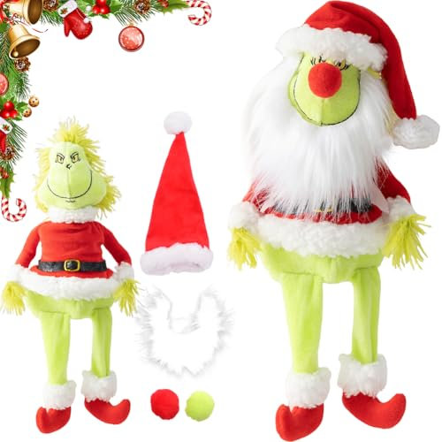 MOPQMKT G-rinch Santa Plush Grinch Plüschtier The Grinch Plüsch-Hundespielzeug Christmas Plüschtiere Dekokissen Kinder Weihnachtspuppen für Jungen Mädchen Geburtstagsgeschenke
