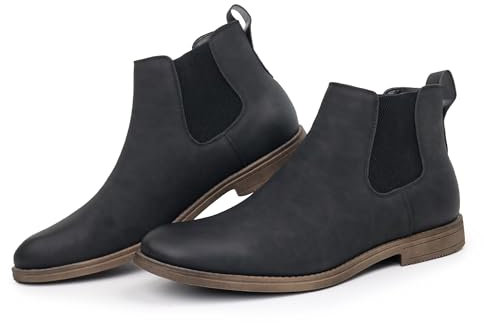 Hawkwell Herren-Chelsea-Boots in Übergröße, klassische, legere Stiefeletten in Normal- und Übergrößen, schwarzes PU, EU 44