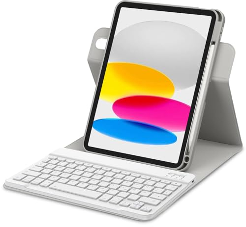 Bettdow für iPad A16 11. Generation 2025/10.Generation 2022 Tastatur Hülle, Hoch-/Querformat Verwenden, QWERTZ Layout Abnehmbarer Tastatur mit Hülle für iPad 10.Gen 10,9/ 11.Gen 11, Grau