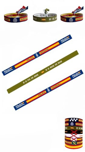 Pulsera Policía Nacional Guardia Civil Local Cruz Borgoña Militar Pack 3uds España Tela Bordada Unisex (Policia Nacional *2 + Militar Honor)