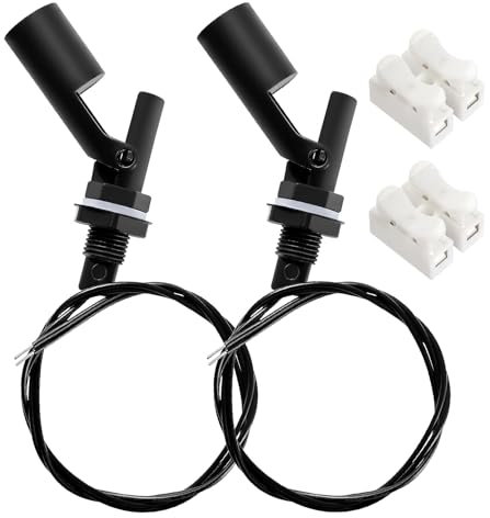KUOQIY 2 Pezzi M12 10W Sensore di Livello Dell'Acqua, PP Interruttore a Galleggiante Liquido di Montaggio Laterale, Sensore di Galleggiamento Liquido Orizzontale, con Connettori Molla, Nero