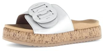 Gabor Damen Pantoletten, Frauen Slipper,Best Fitting,Schlupfschuhe,schluepfschuhe,Slip-ons,Backless Slipper,Mules,Silber,42 EU / 8 UK