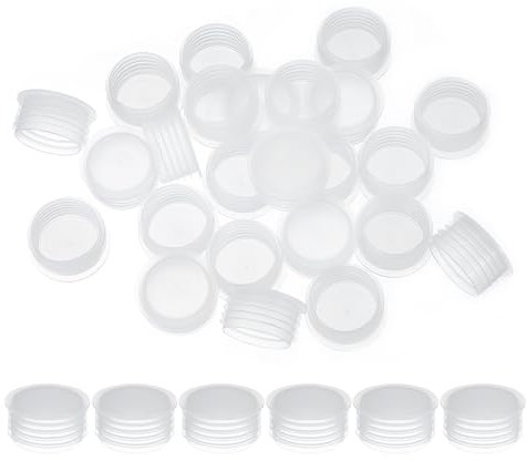 PATIKIL Salt and Pepper Shaker Stoppers 24mm/0.94, 50Pcs Plastic Salt Shaker Plug Replacement Reusable Clear Round End Cap for Pots Bottles Pipes