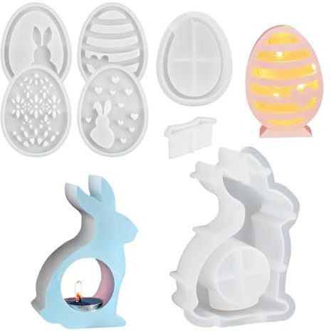 Libershine Moule en Silicone Lapin pour Bougie, 6 Morceaux Moule Silicone Bougie, Décoration DIY, Moule de Pâques, Support de Bougie, Cadeau Créatif, Pour Bougie Parfumée, Savon, Décorations