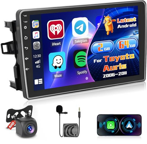 Inefala Radio para Toyota Auris 2006-2011 Android 15 2+64G con Wireless Carplay y Android Auto, 10,1'' Pantalla Táctil Estéreo Radio con Bluetooth 26UI EQ GPS FM/RDS SWC AHD Cámara Inversa