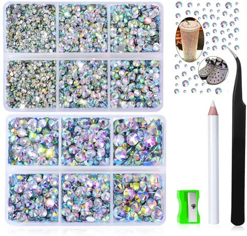 6500pcs Rhinestones for Clothes Bedazzler Kit Rhinestones for Clothes for Nail Art Glue Fix Gems Clothing Shoes,Scarves,Mobile Phones,Glasses,Hairpins,etc