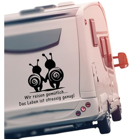 Wohnmobil Aufkleber 'Wir reisen gemütlich... das Leben ist stressig genug', Vinyl Sticker für Wohnwagen, Wohnmobil, Camper