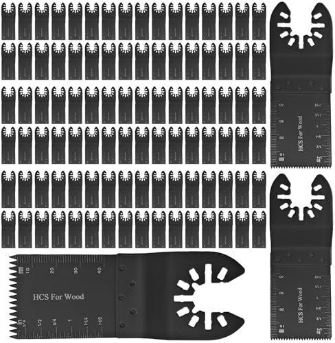 100Pcs Universal Oscillating Multi Tool Blades Set,Quick Release Durable Multitool Blades for Wood/Plastic,Oscillating Tool Accessories Compatible with Dewalt,Milwaukee,Makita,Ryobi,Rockwell,Bosch