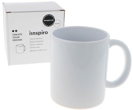 INNSPIRO Taza cerámica blanca 325ml. para sublimar, apto para alimentos