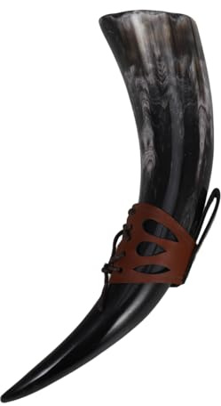 OUNONA Großes Wikinger Trinkhorn Dekoratives Mittelalterliches Sammlerstück aus Horn und Pu mit Robustem Design Zufällige Farbe für Zuhause und Familienfeiern