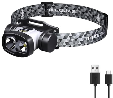 Homirty Linterna Frontal, Superbrillantes Linterna Cabeza LED Recargables con Sensor de Movimiento y Ajustable Ángulo, 9 Modos para Camping, Correr, Bicicleta etc-Negro