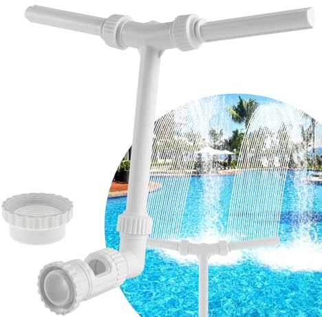 Wasserbrunnen Dual Spray Einstellbarer Pool Wasserfall mit Adapter Belüfter, Pool Springbrunnen Wassertemperatur Anpassen Verbessern Wasserkreislauf für Schwimmbäder