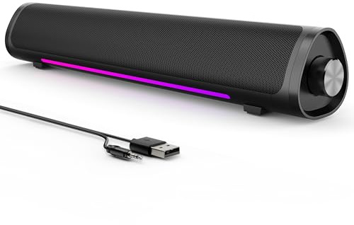 Auphyra Computer Speakers for Desktop PC, Gaming PC Sound Bar, Plug and Play - USB Power with 3.5mm Audio, RGB Gradient Lighting, One-knob Control, for Computers/Laptops/Monitors
