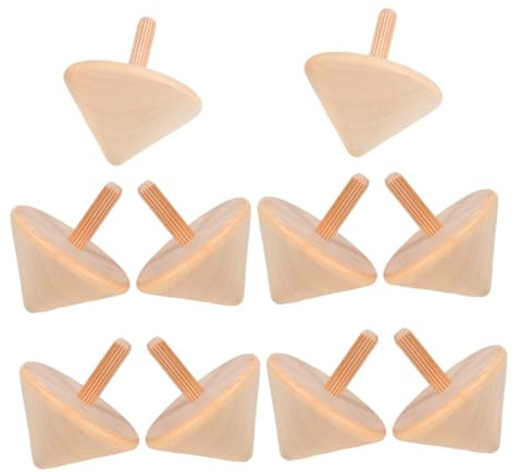 MOLUCKFU 10 Stück Teiliges Handgefertigter Holzkreisel Unbemalte DIY Spielzeugkreisel für Fördert Feinmotorik Kreativität und Geduld für Innen und Außenbereiche Kompakt und Tragbar