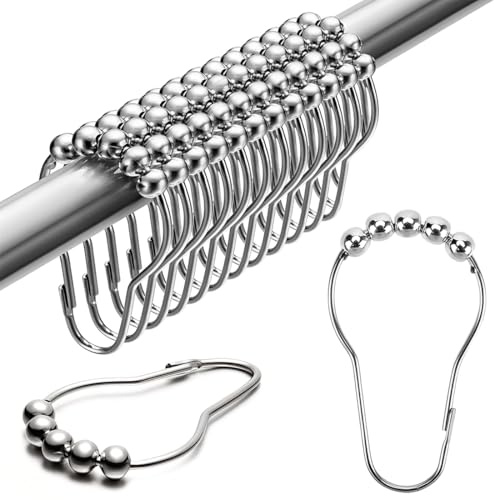 24 Pezzi Anelli per Tende da Doccia, Ganci per Tende, Ganci Tende, Gancetti per Tende, Anelli per Tende in Metallo, Ganci Singoli in Acciaio Inox, Ganci Tenda Doccia per Tenda da Doccia, Bagno