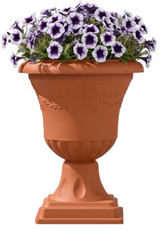 botle Flower Pot Large Plant Trough Amphora Planter with Handle Flower Bed Diameter 27 cm Height 40 cm Round Graphite Slim Home and Garden Arrangement Matt Grave Pot Cemetery Pot for Fresh and
