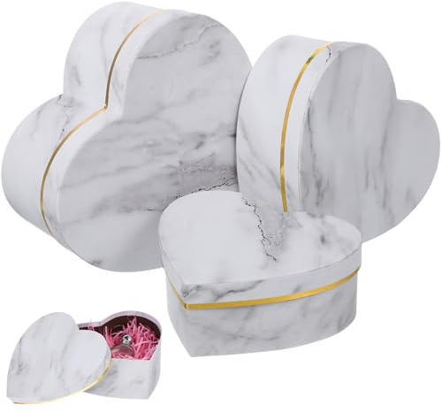 Tofficu 3 Stück pack Herzförmige Geschenkkartons mit Marmoroptik Dekorative Aufbewahrungsboxen aus Karton Langlebig und Verschleißfest für Blumenarrangements und Geschenkverpackung