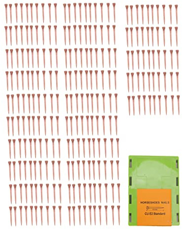 Clous Fer à Cheval Cuivrés, 51mm / 2.01in, 250 Pièces avec Boîte Plastique - Haute Résistance, Faciles à Poser, Idéal pour Élevage de Bétail (Oh)