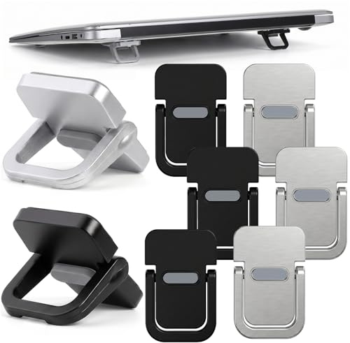 Bremorou 8 Piece Keyboard Riser Adjustable Angle Keyboard Stand Portable Foldable Laptop Feet Self-Adhesive Invisible Mini Keyboard Stand Fits Most Keyboards Laptops Notebook Black Silver