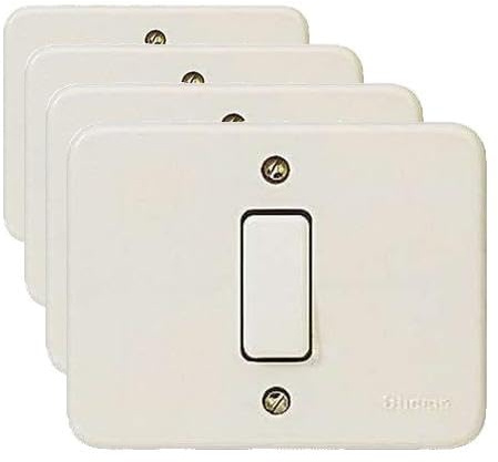 BTicino 1101N Serie Domino Deviatore Unipolare, 6 A, 1300 W, Avorio (Confezione da 4)