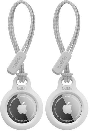 Belkin Custodia per AirTag con laccetto Secure Holder, guscio protettivo antigraffio per Air Tag – Bianco, Normal (Confezione da 2)