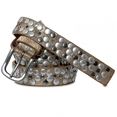 Caspar GU224 Damen Vintage Nietengürtel, Gürtelgröße:90, Farbe:antik gold